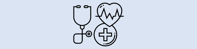 icon set of stethoscope, heart, and healthcare cross