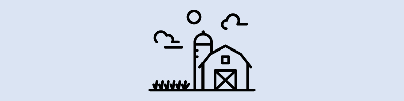 icon of small farm with silo and crops