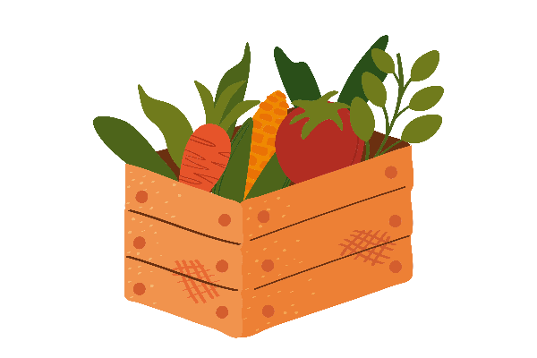 icon of wooden box with produce inside